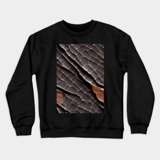 Cracked black Imitation leather, natural and ecological leather print #9 Crewneck Sweatshirt